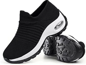 Women's Walking Shoes Sock Sneakers Women Sz 9 Black SUPER COMFY - Picture 1 of 1