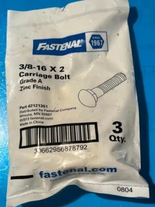 3/8-16 X 2 Carriage Bolt Zinc Finish Grade A 3 Qty D28d GoingNuts - Picture 1 of 2