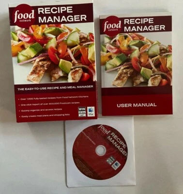 Food Network Recipe Manager w/ Manual PC MAC CD plan meals tutorial calendar  - Image 1 of 4