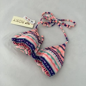 ROXY Multicolour Aztec Print Padded Halter Triangle Bikini Top - Size S - BNWT - Picture 1 of 5