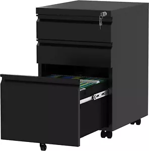 3 Drawer Mobile File Cabinet with Lock, under Desk Metal Filing Cabinet for Lega - Picture 1 of 8