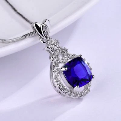  Damenanhänger anspruchsvoll Anhänger Filled Weißgold 18K / 750er *Blaue Safier - Bild 1 von 2