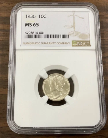 1936 Mercury Dime NGC MS65 Cover