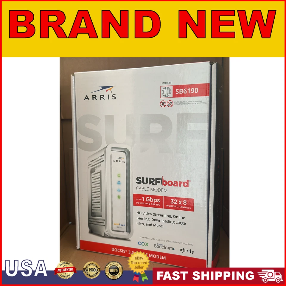Arris SB6190 DOCSIS 3.0 Cable Modem Brand New original Sealed - Image 1 of 4