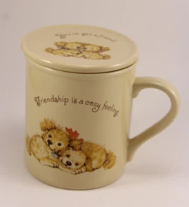Taza Hallmark Mates "La amistad es una sensación acogedora" cachorro perro café té con tapa - Imagen 1 de 10