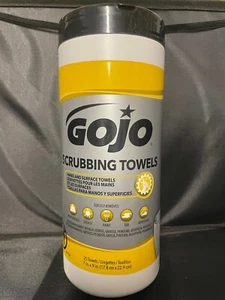 25ct GOJO 6383 TOALLAS FREGADORAS DE MANOS Y SUPERFICIES 7" X 9" elimina la suciedad grasa alquitrán - Imagen 1 de 5