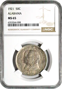 1921 Alabama Commemorative Half Dollar 50C NGC MS65 Gem Uncirculated - Picture 1 of 3