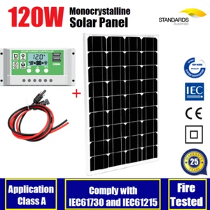 12V 120W MONO SOLAR PANEL KIT FOR LEAD-ACID BATTERY & LITHIUM BATTERY CHARGING - Picture 1 of 2