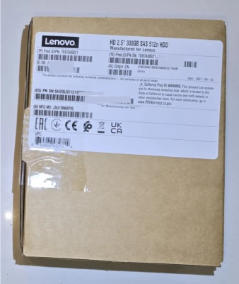 7XB7A00021 - Lenovo 300GB 15K 2.5" SAS 12GB 512n Hot Swap 00YK010- Retail Box - Image 1 of 3