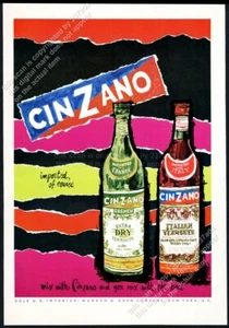 Vermut Cinzano 1964 seco y dulce arte clásico color anuncio impreso vintage - Imagen 1 de 7