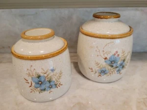 Vintage Porcelain Mikassa Canister Crocks Lid Garden Club Day Dreams EC 461 X 2 - Picture 1 of 7