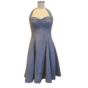 Vestido Heartbreaker Negro Guinga Columpio XS Halter Fit & Flare Pinup Coqueta - Imagen 1 de 5