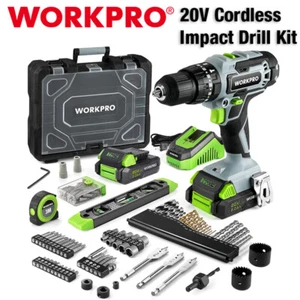 WORKPRO 20V 1/2'' Chuck Impact Drill Kit Impact Drill Driver Tool w/Accessories - Picture 1 of 8