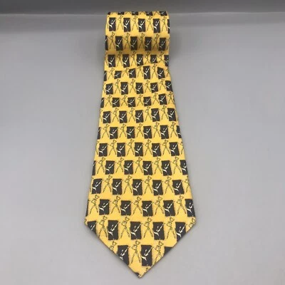 Corbata para hombre Marco Polo estilo italiano amarillo azul geométrica  Foto 1 de 4