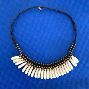 Vintage Ethnic 60's Tribal Village Craft Bone Beaded Choker Java Indonesia - Picture 1 of 3