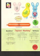 1970s VINTAGE AD SHEET #879 - QUALATEX BALLOONS - IMPRINTED ADVERTISING - EASTER