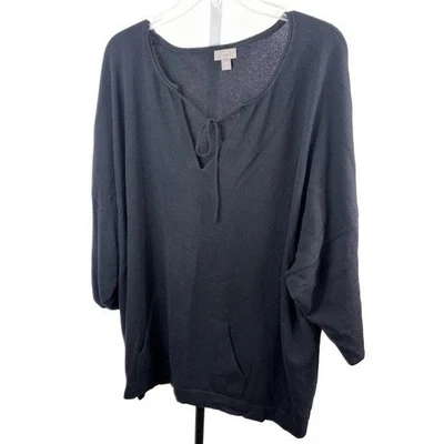 Suéter para mujer J.Jill negro 100 % cachemir cuello en V corbata frontal talla grande 4X Foto 1 de 4