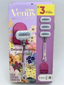Gancho de ducha Gillette Venus Razor Deluxe mango de metal suave sensible 3 carro - Imagen 1 de 4