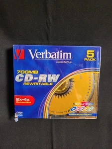 Verbatim CD-RW 700MB Scratch-Resistant with Colour Surface 5 Pack - Picture 1 of 3