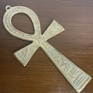 Egyptian Ankh (Key Of Life) with Hieroglyphics symbols - Handmade from Brass - Picture 1 of 4