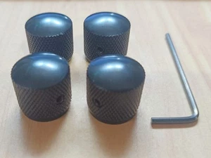 Ham Radio Metalic Black Set 4 Knobs Size 13mm x 6mm Used We Ship Worlwide - Picture 1 of 1