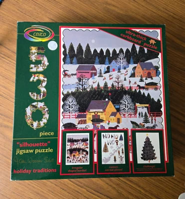 1993 CEACO USA 530 Pc Corkboard Silhouette Puzzle HOLIDAY TRADITIONS complete - Image 1 of 4
