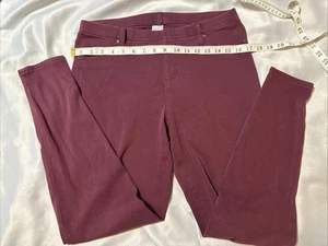 Pantalones elásticos Time and Tru para mujer L 12/14 borgoña cintura elástica - Imagen 1 de 12