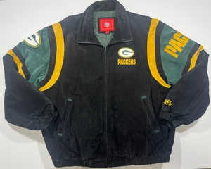 Vintage G-III Green Bay Packers NFL Jacke Full Zip Leder Wildleder Schwarz Gr. XXL - Bild 1 von 24