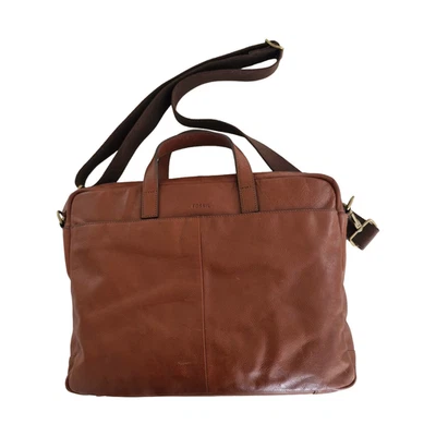 FOSSIL Asher Leather Briefcase Brown Laptop Work Bag Shoulder Strap 2023 - image 1 of 4