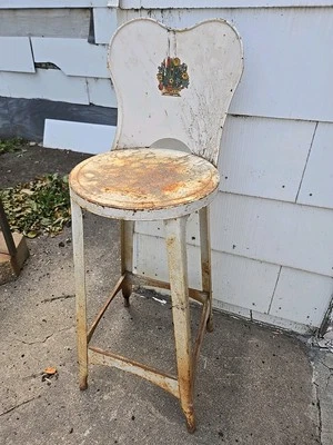 Taburete de metal primitivo de colección 24" soporte para plantas industrial flor margarita oxidada granja Foto 1 de 4