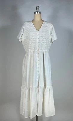 Modern COLDWATER CREEK white cotton smock top bohemian BOHO maxi dress sz. Large - Image 1 of 4