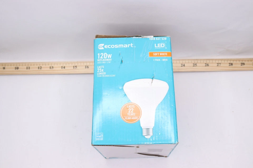 (2-Pk) EcoSmart Flood Light Energy Star LED Light Bulb Soft White BR40 120W Eqv - Image 1 of 4