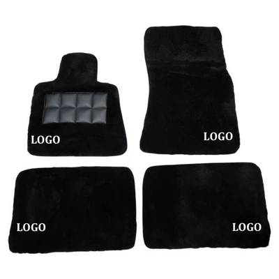 Genuine Black Sheepskin floor mats fits Rolls Royce w/ Custom Logo - Image 1 of 4