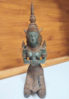 ESCULTURA ESTÁTUA GUARDA TEMPLO TAILANDÊS TEPPANOM EM BRONZE PATINADO 8,5" de altura - Imagem 1 de 4