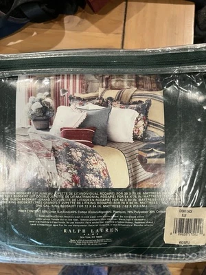 Falda LRL Lauren Ralph Lauren Cama King Chadwick Cuadros Azul Descatalogada De Colección Foto 1 de 4