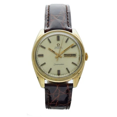Vintage Omega Seamaster Gold Filled Steel 37 mm Leather Automatic Wrist Watch - Image 1 of 4