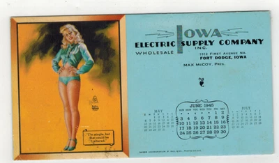 1945 Ink Blotter Earl Moran Art Pin-Up IOWA ELECTRIC SUPPLY CO. Fort Dodge IA - Image 1 of 2