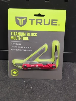 True Titanium Block Multi Tool 5-in-1 Utility Knife, Screwdriver, Bottle Open - Image 1 of 4