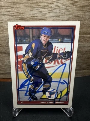 1991 Topps #490 Rod Brind'Amour St. Louis Blues In-Person ON-CARD AUTO - Image 1 of 2