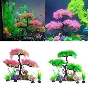 Aquarium Tree Plants Decoration Blossom Grass Set for Fish Tank Landscape Decor - Picture 1 of 10