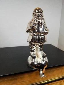 Appendiabiti porta calze natalizie vintage argento appannato Babbo Natale pesante - Foto 1 di 12