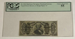 50 Cent Fractional Currency Note - 3rd Issue Fr-1342 Green Back ~ PCGS AU55 - Picture 1 of 4