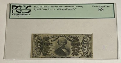 50 Cent Fractional Currency Note - 3rd Issue Fr-1342 Green Back ~ PCGS AU55 - Image 1 of 4