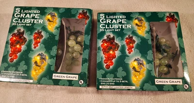 Juego de luces racimos de uva 70 luces nuevas en caja 5 racimos VERDE UL 6 PIES LOTE 2 de colección Foto 1 de 4