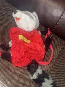 Vtg Disney Pocahontas Meeko Plush Backpack Bag 3D Full Body Raccoon Rare Toy - Picture 1 of 5