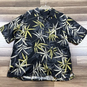 Camicia Tommy Bahama uomo media nera bambù hawaiana Aloha camp bottoni davanti - Foto 1 di 4