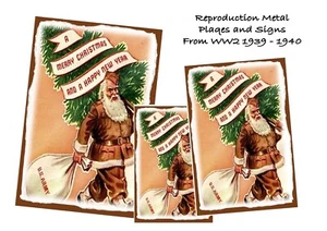 Zweiter Weltkrieg Reproduktion Metall Kriegszeit Weihnachtsplakat Metallschild Weihnachtsschild - Bild 1 von 1