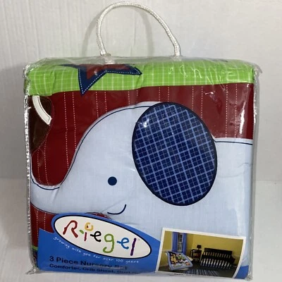 Riegel Baby Ready Set Go Collection 3 Piece Nursery Crib Bedding Set Blue Animal - Image 1 of 4