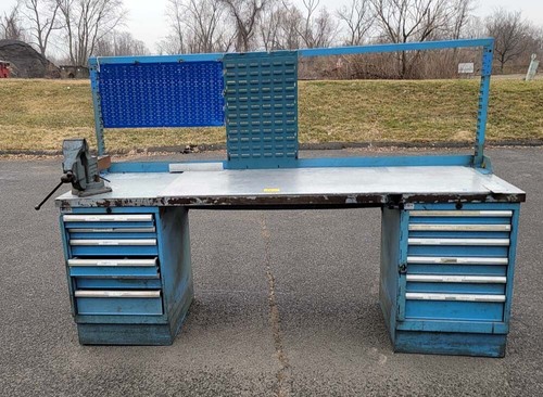 2 Lista 6 drawer cabinets with 8' bench top, vise not included, INV ...