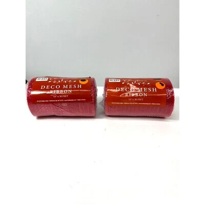 3 Christmas Deco Spools Of Mesh Ribbon 5.5" X 30 Ft Polypro Mesh Weatherproof 2 - Image 1 of 4